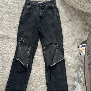 PacSun High Rise Distressed Charcoal Jeans